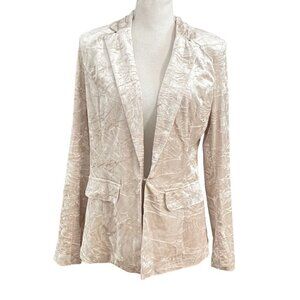NWT 525 AMERICA CREAM CHAMPAGNE CRUSHED VELVET BLAZER - XS